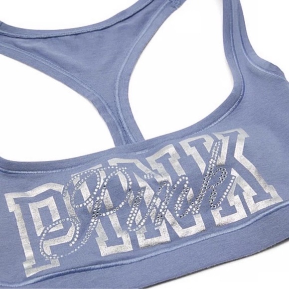 🔥PINK VICTORIA’S SECRET Cotton Dorm Bling Bralette & Boyshorts Dusty Iris LARGE - Picture 2 of 16